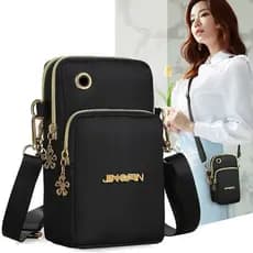 Mini-Bolsa De Tecido Feminina Vertical Para Celular/Moedas