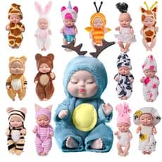 Reborn ML 11cm Simulação Renascida Boneca Silicone Sleep Baby Sólido Mini Cute Boy Vestido Realista De Brinquedos Menina