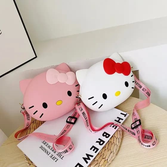 Hello Kitty Kuromi Sanrio Saco De Ombro Para Crianças Bolsa De Silicone Moedas Corpo Cruzado