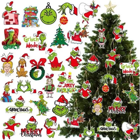 32 Pcs Grinch Decorações Para Árvores De Natal De Enfeites Pendurados