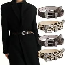 Cintura Com Estampa De Leopardo De Pelúcia-Cinto Simples Da Moda-Acessórios De Estilo Doce E Legal-Vestido De Terno Jean