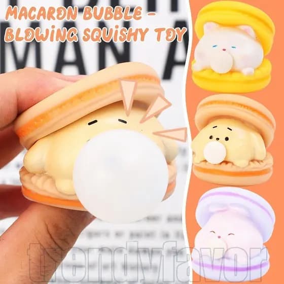 1/2/3 Unidades De Desenho Animado Macaron Bubble Hamburger Squeeze Toy-Ornamentos Decorativos De Mesa Da Moda-Bola De Ap