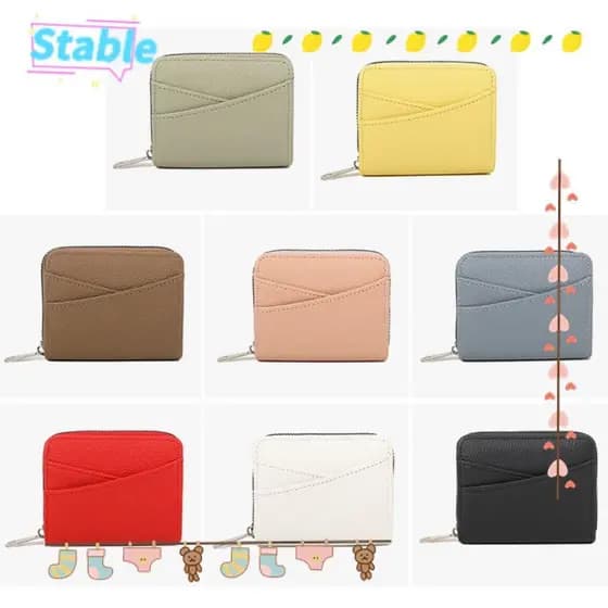Bolsa De Moedas De Couro PU Estável , Carteiras Femininas De Grande Capacidade , Carteira Com Zíper De 8 Cores