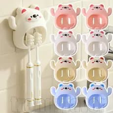 Rack De Escova De Dentes De Urso Fofo De Desenho Animado De 2/4 Unidades-Armazenamento De Joias Para Anel De Cabelo De B