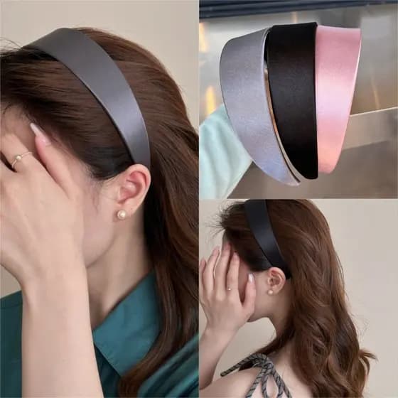 Moda Larga Cor Pura Mulheres Headwear Hairbands Acessório De Cabelo