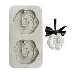 2 Cavidade Camélia Molde De Silicone Aromaterapia Gesso Cera Cola À Mão Cabide DIY