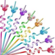 8pcs Anime Straws For Kids Cartoon Mickey Mouse Tema Rato Reutilizável Palha Decoração De Aniversário Suprimentos Para F
