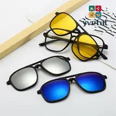 Conjunto De Óculos De Sol Polarizados YVEFAT , Armação Quadrada Para Ciclismo/Condução Preta , Proteção UV400