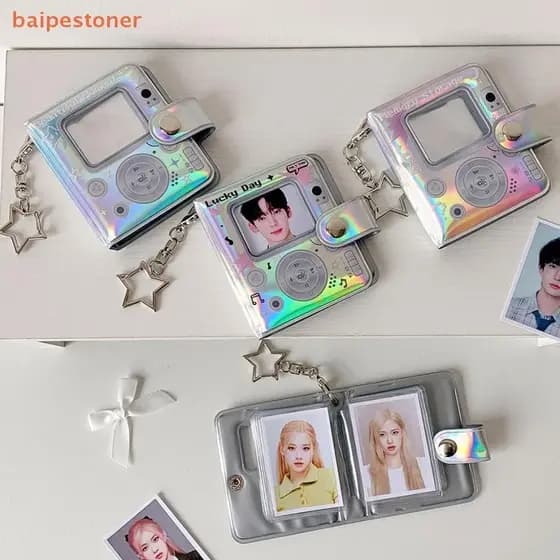 [baipestoner] Laser Colorido Cartão Livro Álbum De Fotos 3 Polegada Mini Caminhão Fichário Chaveiro Pingente