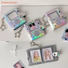 [baipestoner] Laser Colorido Cartão Livro Álbum De Fotos 3 Polegada Mini Caminhão Fichário Chaveiro Pingente