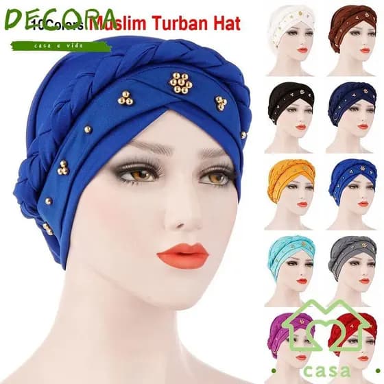 DECORA Mulher Turban Cap Capa Cabeça De Moda Scarf Head Wrap Muslim