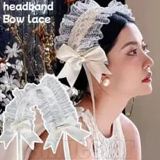 Argola De Cabelo Com Laço De Renda – Chapéu Doce E Elegante Tiara Lolita Maid Faixa De Pérola Anel Trançado Adereços De