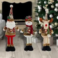 [VLY] Conjunto De Bonecas Decorativas De Natal Retráteis Rena Boneco De Neve Papai Noel Enfeites De Pé Feliz Decoração D