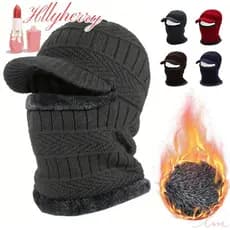 HLLYHERRY Boné De Cachecol De Malha , Quente À Prova De Vento , Gorros , Balaclava Masculina Espessante De Pelúcia