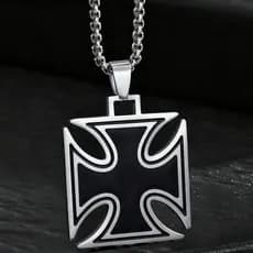 Colar Hip Hop para homens, pingente de cruz de aço inoxidável fashion, acessórios de colar punk para mulheres