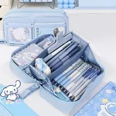 Estojo De Lápis Sanrio Kuromi Melody Cinnamoroll De 5 Camadas Para Crianças Caixa De Grande Capacidade Bolsa Organizador