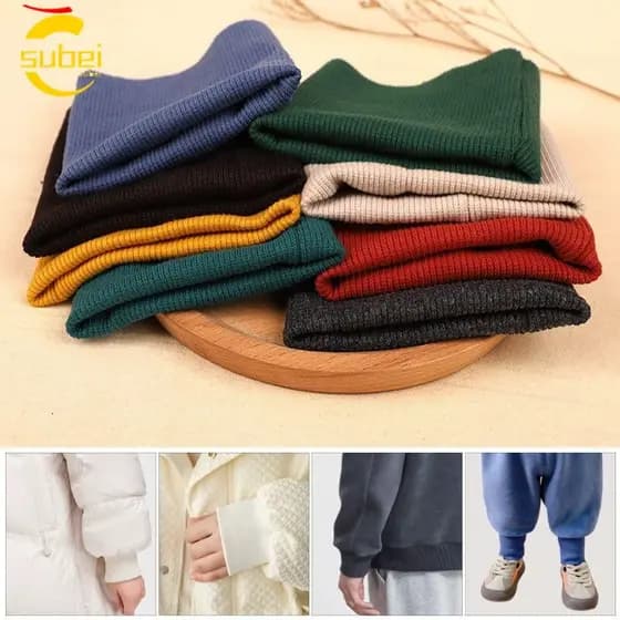 Punho Canelado SUBEI , Punhos Elásticos De Malha Elástica De Cor Sólida , Casaco Elástico Para Roupas