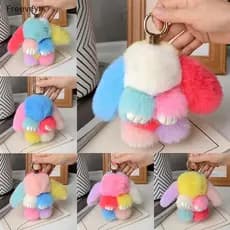 [Fre] Chaveiro De Pele De Coelho De 15 Cm Feminino Bolsa Carro Pingente Decoração Joias Bolsas Acessórios Pendurados Pre