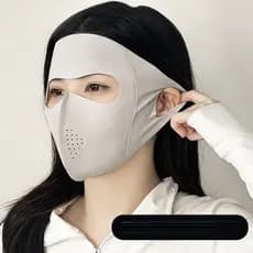 Nova Máscara Protetora Solar Facekini para o Rosto Inteiro Anti-UV de Seda de Gelo Fina e Respirável com Proteção para o