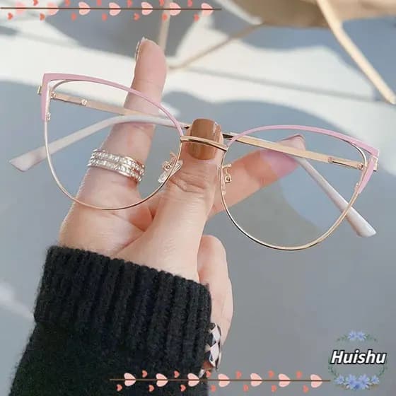 Óculos Anti-Luz Azul HUISHU , Quadrados Com Bloqueio De Metal , Proteção Para Os Olhos