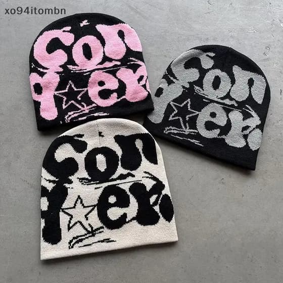 itens Vintage Y2K Lã Acrílico Chapéu De Malha Feminino Gorro Inverno Quente Gorros Harajuku Hip Hop Casual Crânios Boné