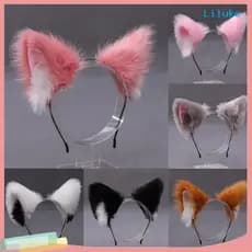 Tiara de pelúcia com orelhas de gato para festa de cosplay