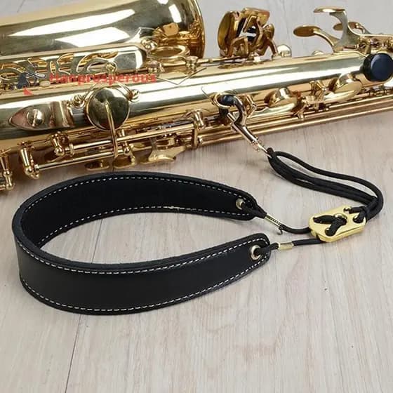 Hanprosperous > Correia de Pescoço Ajustável e Acolchoada de Couro para Saxofone, Correia de Suspensão para Saxofone M2V