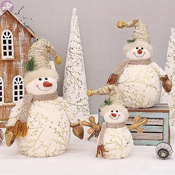 Boneco de neve de Natal com enfeites de chapéu de luz e brinquedos PEBE requintados e duráveis