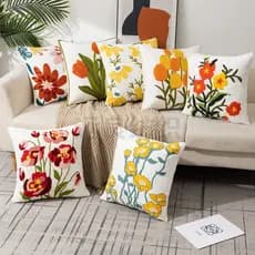 Capa de Almofada Floral Bordada, Capa de Almofada para Sofá, Almofada para Sala de Estar UGMW