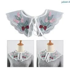 zebeidd Colar Decorativo Floral Bordado Branco Para Suéter Vestido Roupas Falsa Contas Pérol
