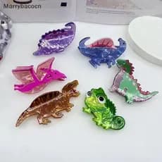 [MAR] Colorful Dinossauro Cabelo Garra Engraçado Camaleão Caranguejo Grampo De Acetato Fofo Acessórios Para Mulheres E M