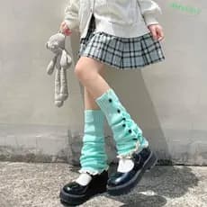 DYRUIDOJ1 Capa De Perna De Malha , Meias De Pilha Harajuku Y2K Polainas Tubo Longo Lolita JK