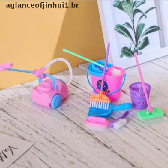 Gbr 9 Peças Kit De Mini Ferramentas De Limpeza De Brinquedos / Vassoura / Mop / Casa De Boneca (Br)
