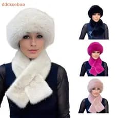 [dddxcebua] 2 Unidades/Conjunto Feminino Inverno Chapéu De Cachecol Felpudo Pelúcia Espessado À Prova De Vento Retenção