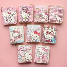 Sanrio Anime Hello Kitty Carteira Com Múltiplas Ranhuras Para Cartão , Porta-Cartões Moedas Zíper , ID Da De Motorista ,