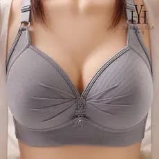 HuoYuan[Estoque Pronto]Sutiã Sem Fio Copo B C D Tamanho Grande 36-50 Sutiã Push Up Forro de Algodão Espuma Fina Sutiãs S