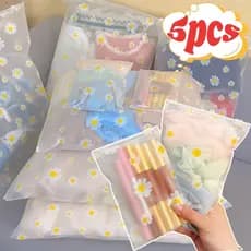 5 Pçs Moda Margarida Padrão Roupas Saco À Prova De Poeira Reutilizável Transparente Dwaterproof Água Organizador Viagem