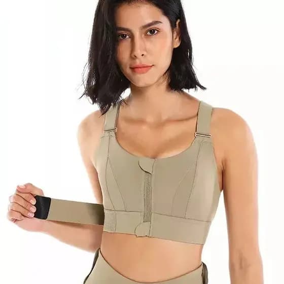 Exercício Soutien feminino top colheita colete de ioga Zíper frontal mais alças ajustáveis Ginásio à prova de choque ENW