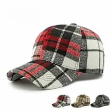 Boné De Beisebol De Lã Xadrez Para Mulheres Inverno Calor Ao Ar Livre Hardtop Versátil Língua De Pato Chapéu Masculino D