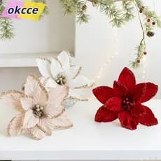 OKCCE Flores Artificiais De Natal , Enfeites DIY Decoração Flor Falsa , Tecido Plástico Decorações De Árvore