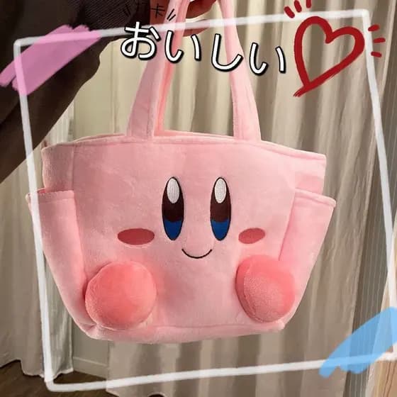 Sacola De Pelúcia Kirby Em Estoque Pronto | Bolsa De Ombro Fofa E Para Meninas Lancheira Estilo Japonês Maquiagem