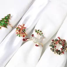Árvore De Natal De Metal Guardanapo Anéis Arco Flor Reindeer Grinalda Boca Anel Fontes Do Hotel Decoração De Mesa Do Hot