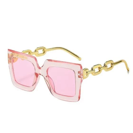Óculos de sol femininos de armação grande com design exclusivo de corrente, óculos de sol CAID