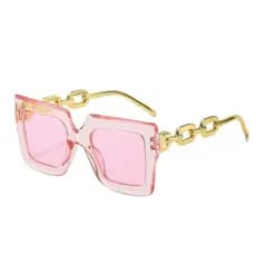 Óculos de sol femininos de armação grande com design exclusivo de corrente, óculos de sol CAID