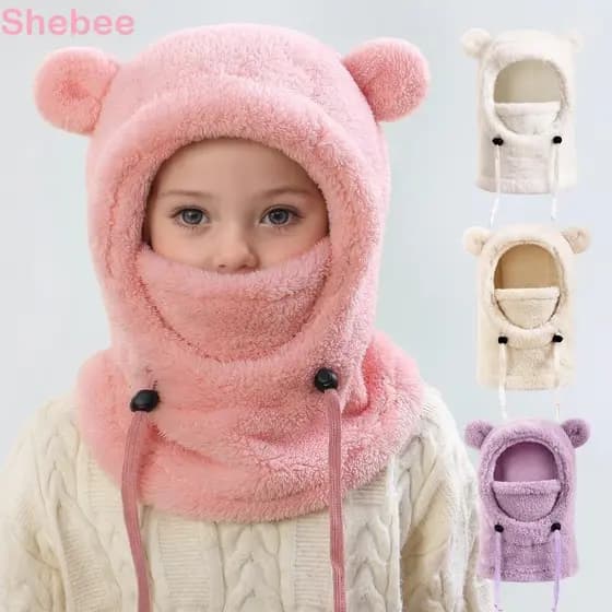 LUCKY-SHEBEE Conjunto De Cachecol Infantil , Balaclavas Quentes À Prova De Frio , Chapéu De Proteção De Orelha Com Orelh