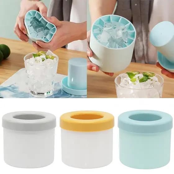 Grande Molde De Cubo De Gelo De Silicone Redondo Balde Verão Congelar Diy Cozinha Fabricante Barra I2r1