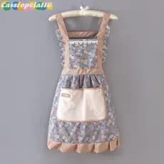 (Cassiopeiahg) Avental Floral De Algodão De Lona Com Bolso Grande Para Cozinha E Casa , Alça De Mão Limpável , Novo