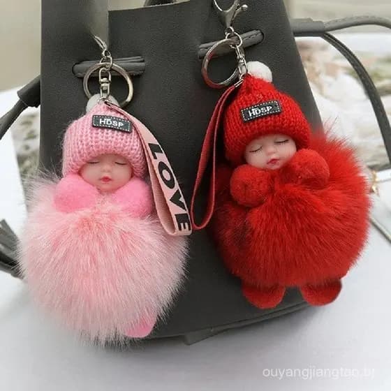 Chaveiro VHDD Brinquedo de Pelúcia Bebê Dorminhoco Fofo BR
