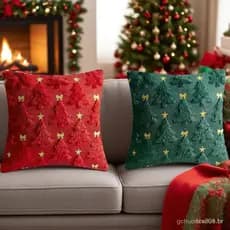 45x45 cm Capa de Almofada de Natal Árvore Verde Floco de Neve Capa de Almofada Pelúcia Decorativa Capa Macia de Pele Sin