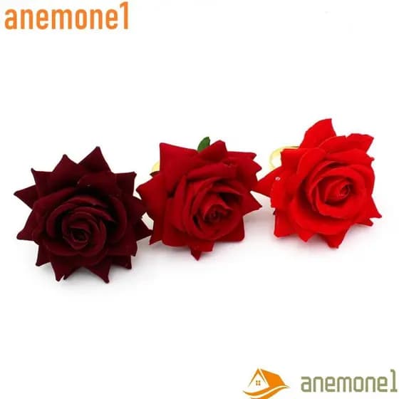 ANEMONE1 3 Pcs Cabeça De Rosas Artificiais , Grampo De Tecido De Veludo Flores Fabricação De Jóias Flor Simulada